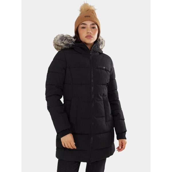 Płaszcz Zimowy Damski Fundango Melody. Czarne płaszcze damskie Fundango, na zimę, bez wzorów, z puchu, eleganckie. Za 599.90 zł.