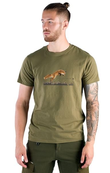 T-shirt myśliwski męski Tagart Fox Olive z nadrukiem. Zielone t-shirty męskie tagart, na lato, m, bez wzorów, z bawełny, bez kołnierzyka. Za 116.00 zł.