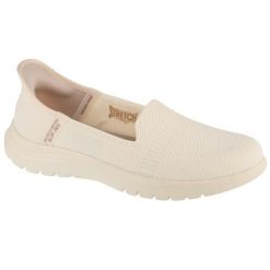 Buty do chodzenia damskie, Slip-Ins On The Go Flex - Camellia. Białe trampki i tenisówki damskie Skechers, bez wzorów, z materiału. Za 299.99 zł.