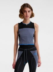 Damski bezszwowy tank top Hummel. Niebieskie topy sportowe damskie HUMMEL, xl, bez wzorów, z materiału, bez ramiączek. Za 171.15 zł.