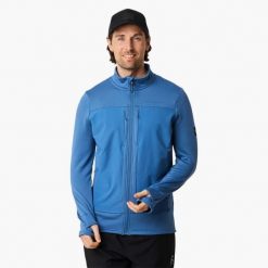 Kurtka męska Swedemount Trondheim Wind Mid Layer Full Zip z polaru. Niebieskie kurtki męskie SWEDEMOUNT, m, bez wzorów, z polaru, bez kaptura, do biegania. W wyprzedaży za 222.00 zł.