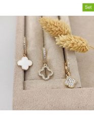 Nakkash Pozłacane kolczyki-kreole (3 szt.) z cyrkoniami i masą perłową rozmiar: onesize. Białe kolczyki damskie Nakkash, z cyrkonią, pozłacane. Za 74.11 zł.