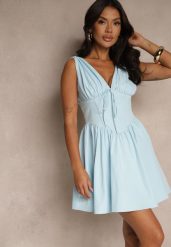 Niebieska Rozkloszowana Sukienka Vices Bez Rękawów Zdobiona Kokardką Folawenna. Niebieskie sukienki damskie Renee, na co dzień, l, z aplikacjami, eleganckie, bez kołnierzyka, bez ramiączek, mini, rozkloszowane. W wyprzedaży za 83.99 zł.