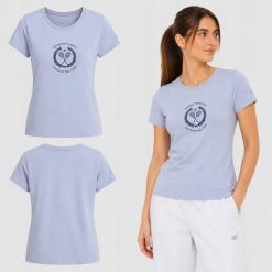 T-SHIRT DAMSKI 4F KOSZULKA BAWEŁNIANA DO TENISA F2723 SS26. Czerwone bluzki sportowe damskie 4f, s, bez wzorów, z bawełny, bez ramiączek. Za 46.28 zł.