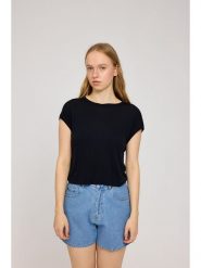 MAZINE Koszulka "Cropped" w kolorze czarnym rozmiar: XL. Czarne bluzki damskie MAZINE, s, bez wzorów, z wiskozy, klasyczne, bez kołnierzyka, bez ramiączek. Za 114.17 zł.