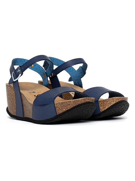 Sunbay Skórzane sandały "Mateo" w kolorze granatowym na koturnie rozmiar: 36. Niebieskie sandały damskie Sunbay, bez wzorów, bez obcasa, na koturnie. Za 134.95 zł.