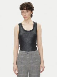 Pepe Jeans Top Lacey PL505993 Czarny Slim Fit. Czarne topy damskie Pepe Jeans, l, bez wzorów, z bawełny, bez kołnierzyka. Za 109.99 zł.