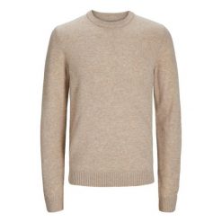 Sweter Jack & Jones Clambswool oatmeal melange. Szare swetry męskie Jack&Jones, bez wzorów, bez kołnierzyka. Za 296.06 zł.