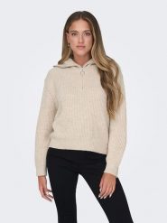 ONLY Sweter "Baker" w kolorze beżowym rozmiar: XL. Brązowe swetry klasyczne damskie Only, xl, ze splotem, bez kołnierzyka. Za 96.37 zł.