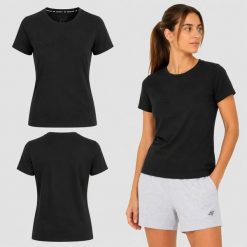 T-SHIRT DAMSKI 4F KOSZULKA SPORTOWA TRENINGOWA NA CO DZIEŃ F2725 SS26. Czarne bluzki sportowe damskie 4f, uniwersalny, bez wzorów, z bawełny, bez ramiączek. Za 126.00 zł.