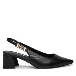 Sandały Guess. Czarne sandały damskie Guess, z aplikacjami, bez obcasa, na słupku. Za 359.99 zł.