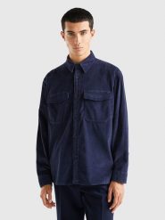 Benetton Koszula w kolorze granatowym rozmiar: XL. Niebieskie koszule męskie Benetton, xl, bez wzorów, bez kołnierzyka, bez ramiączek. Za 96.60 zł.