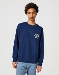 WRANGLER MĘSKA BLUZA CREWNECK SWEATSHIRT NAVY 112357329 W6K0011976. Niebieskie bluzy bez kaptura męskie Wrangler, m. Za 199.99 zł.