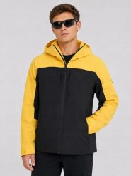 KURTKA TREKKINGOWA MĘSKA 4F Z KAPTUREM ŻÓŁTA. Żółte kurtki treningowe męskie 4f, l, bez wzorów, do biegania. Za 399.99 zł.