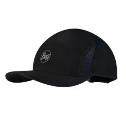 Czapka z daszkiem biegowa unisex Buff 5 Panels Black ochrona UV. Czarne czapki męskie Buff, bez wzorów, sportowe. Za 129.99 zł.