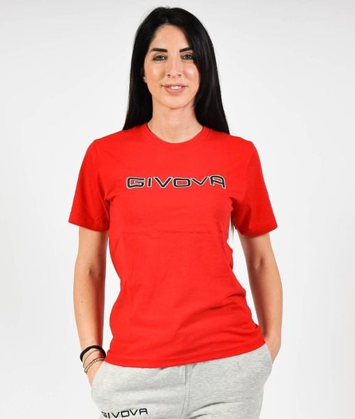 Givova Spot unisex T-shirt 100% bawełna z dużym logo. Czerwone t-shirty męskie Givova, na lato, m, bez wzorów, z bawełny, bez kołnierzyka. Za 52.75 zł.