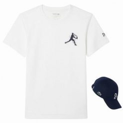 T-shirt And Cap Lacoste Djokovic Fan Pack Th1044. Niebieskie t-shirty damskie Lacoste, l, bez wzorów, bez kołnierzyka. Za 347.75 zł.