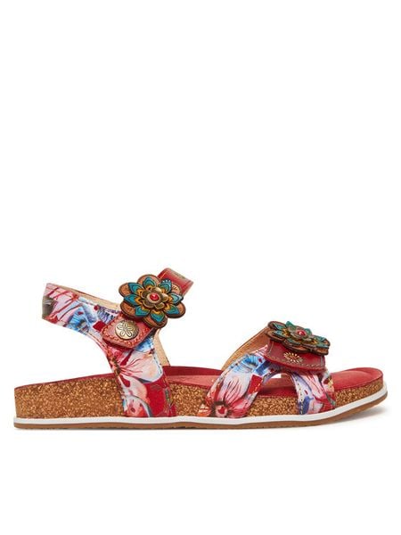 Laura Vita Sandały Brcyano 12 Czerwony. Czerwone sandały damskie Laura Vita, bez wzorów, ze skóry, bez obcasa, na płaskiej podeszwie. Za 349.00 zł.