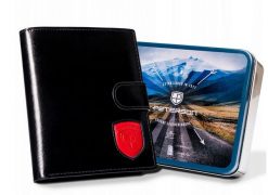 Portfel skórzany Peterson [D] PTN 22309L-VT-T czarny. Czarne portfele męskie Peterson, bez wzorów, ze skóry. Za 110.99 zł.