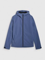 4F Kurtka softshell wiatroodporna membrana 5000 męska - granatowa L. Niebieskie kurtki męskie 4f, l, bez wzorów, z dzianiny, z kapturem. W wyprzedaży za 199.99 zł.