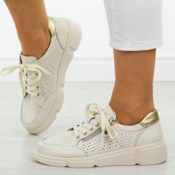 Beżowe skórzane półbuty damskie Filippo Dp6702/25. Brązowe półbuty damskie Filippo, w ażurowe wzory, z jeansu, biznesowe, bez obcasa, na płaskiej podeszwie. Za 219.00 zł.