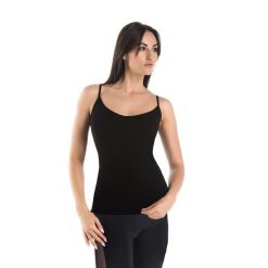 Koszulka na ramiączkach bawełniana dekolt V Teyli Melisa V. Czarne bluzki damskie Teyli, xs, bez wzorów, z bawełny, sportowe, bez kołnierzyka, bez ramiączek. Za 69.99 zł.