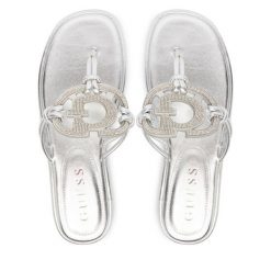 Japonki Guess. Szare klapki damskie Guess, z aplikacjami, bez obcasa. Za 589.99 zł.