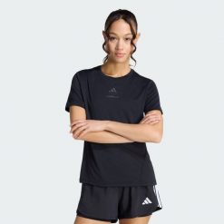 Koszulka Les Mills Graphic. Czarne bluzki damskie Adidas, bez kołnierzyka, bez ramiączek. Za 199.00 zł.