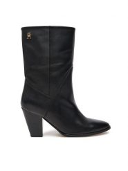 Tommy Hilfiger Botki FW0FW08253 Czarny. Czarne botki damskie Tommy Hilfiger, ze skóry, bez obcasa, na słupku, bez zapięcia. Za 759.99 zł.