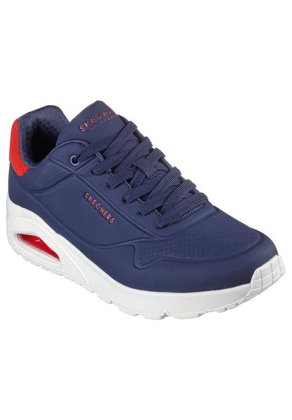 Buty sportowe męskie Skechers Uno Suited On Air. Niebieskie buty sportowe na co dzień męskie Skechers, z materiału, bez zapięcia, trekkingowe. Za 390.00 zł.