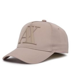 Czapka z daszkiem Armani Exchange. Brązowe czapki z daszkiem damskie Armani Exchange, bez wzorów. Za 249.99 zł.