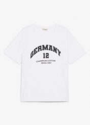 T-shirt z napisem Germany z czystej bawełny. Białe t-shirty męskie bonprix, m, bez wzorów, z bawełny, bez kołnierzyka. Za 19.99 zł.