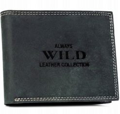 Portfel męski Always Wild N992-CHM-BL czarny. Czarne portfele męskie Always Wild, bez wzorów, z nubiku. Za 44.99 zł.