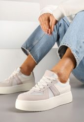 Beżowe Sneakersy Typu Kultowe Tenisówki na Grubej Podeszwie Nanessa. Brązowe trampki i tenisówki damskie Renee, bez wzorów, z jeansu. Za 79.99 zł.