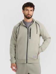 4F Bluza dresowa rozpinana z kapturem męska - oliwkowa XL. Brązowe bluzy z kapturem męskie 4f, m, z bawełny. Za 199.99 zł.