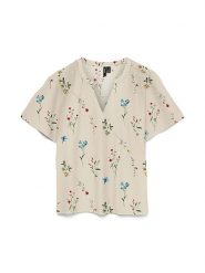 Vero Moda Bluzka w kolorze kremowym rozmiar: S. Brązowe bluzki damskie Vero Moda, s, bez wzorów, bez kołnierzyka, bez ramiączek. Za 66.00 zł.