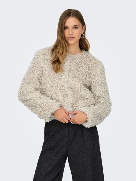 JDY Kurtka "NEO" w kolorze beżowym ze sztucznego futerka rozmiar: XS. Brązowe kurtki damskie JDY, xs, bez wzorów, bez kaptura. Za 187.96 zł.