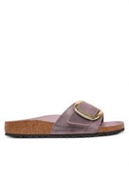 Birkenstock Klapki Madrid Big Buckle Hex 1029300 Różowy. Czerwone klapki damskie Birkenstock, bez wzorów, ze skóry, bez obcasa. Za 479.99 zł.