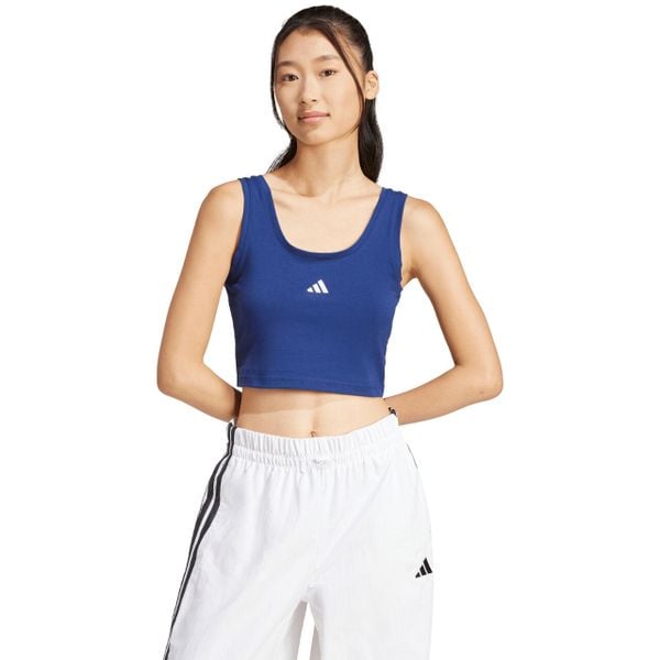 Koszulka damska adidas Essentials Small Logo Cotton Lifestyle Tank. Niebieskie bluzki damskie Adidas, l, bez wzorów, z bawełny, bez ramiączek. Za 77.99 zł.