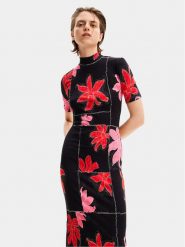 Desigual Sukienka letnia Quebec 24SWVK40 Czarny Regular Fit. Czarne sukienki damskie Desigual, na lato, s, bez wzorów, z wiskozy, bez kołnierzyka, bez ramiączek. Za 399.99 zł.