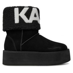 Botki KARL LAGERFELD. Czarne botki damskie Karl Lagerfeld, bez obcasa, na płaskiej podeszwie, bez zapięcia. Za 579.99 zł.