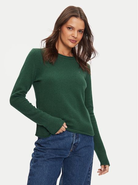 Tommy Hilfiger Sweter WW0WW44161 Zielony Regular Fit. Zielone swetry klasyczne damskie Tommy Hilfiger, s, z wełny, bez kołnierzyka. Za 389.99 zł.