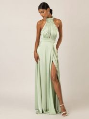 APART Satynowa sukienka w kolorze jasnozielonym rozmiar: 40. Zielone sukienki damskie Apart, bez wzorów, z satyny, bez kołnierzyka, bez ramiączek, midi. Za 243.84 zł.