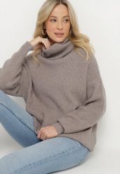 Ciemnobrązowy Golf o Klasycznym Kroju z Kaszmirem Azifra. Brązowe golfy damskie Born2be, uniwersalny, z aplikacjami, z jeansu, bez ramiączek. Za 139.99 zł.
