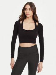 Guess Bluzka V5YP06 Z3OA0 Czarny Slim Fit. Czarne bluzki damskie Guess, l, z aplikacjami, z poliamidu, bez ramiączek. Za 179.99 zł.