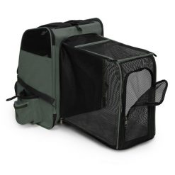 Plecak do wędrówek z psem lub kotem MAXICARRY XL PETRIVE do 12 kg. Zielone plecaki męskie PETRIVE, bez wzorów, z materiału. Za 229.00 zł.