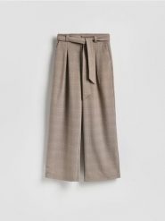 Spodnie w kratę - wielobarwny. Spodnie materiałowe damskie Reserved, bez wzorów, z tkaniny. Za 179.99 zł.