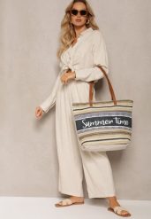 Jasnobeżowa Torebka Typu Shopper na Plażę z Jedną Komorą Gomeissa. Brązowe shopper bag damskie Renee, bez wzorów, z materiału, bez dodatków. Za 39.99 zł.