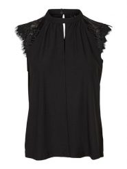 Vero Moda Bluzka "Vmmilla" w kolorze czarnym rozmiar: XL. Czarne bluzki damskie Vero Moda, xl, bez wzorów, z koronki, bez kołnierzyka, bez ramiączek. Za 70.41 zł.