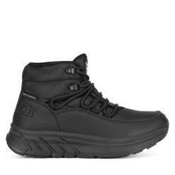 Botki Reebok. Czarne botki damskie Reebok, bez obcasa, na płaskiej podeszwie, bez zapięcia. Za 299.99 zł.